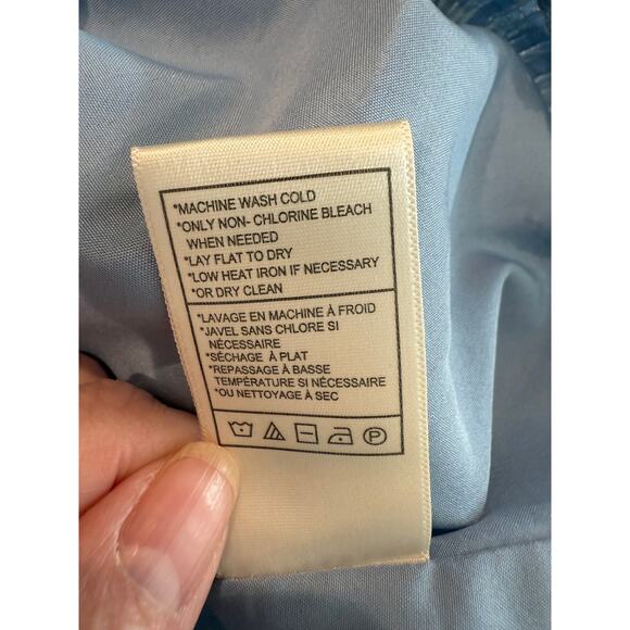 Betsey Johnson Blue Textured Cotton Dress M | Cottagecore Puff Sleeve Boho - Picture 6 of 10